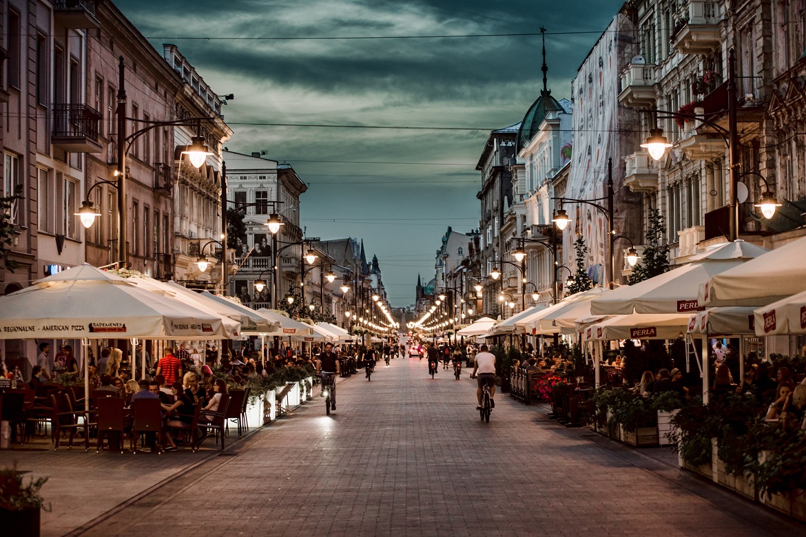 A nightshot of Piotrkowska street