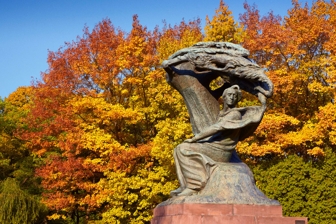 Chopin momument in Lazienki Park