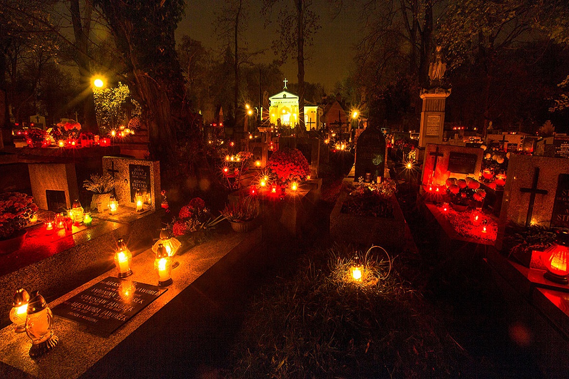 cemetary at night