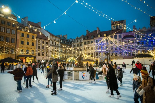 winter in Warsaw, ice skating rink
