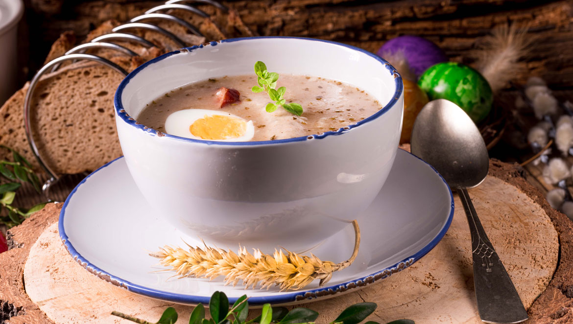 a bowl of Polish rye soup