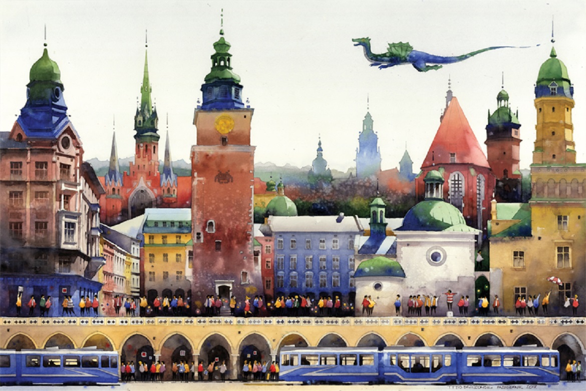 abstract painting of Krakow