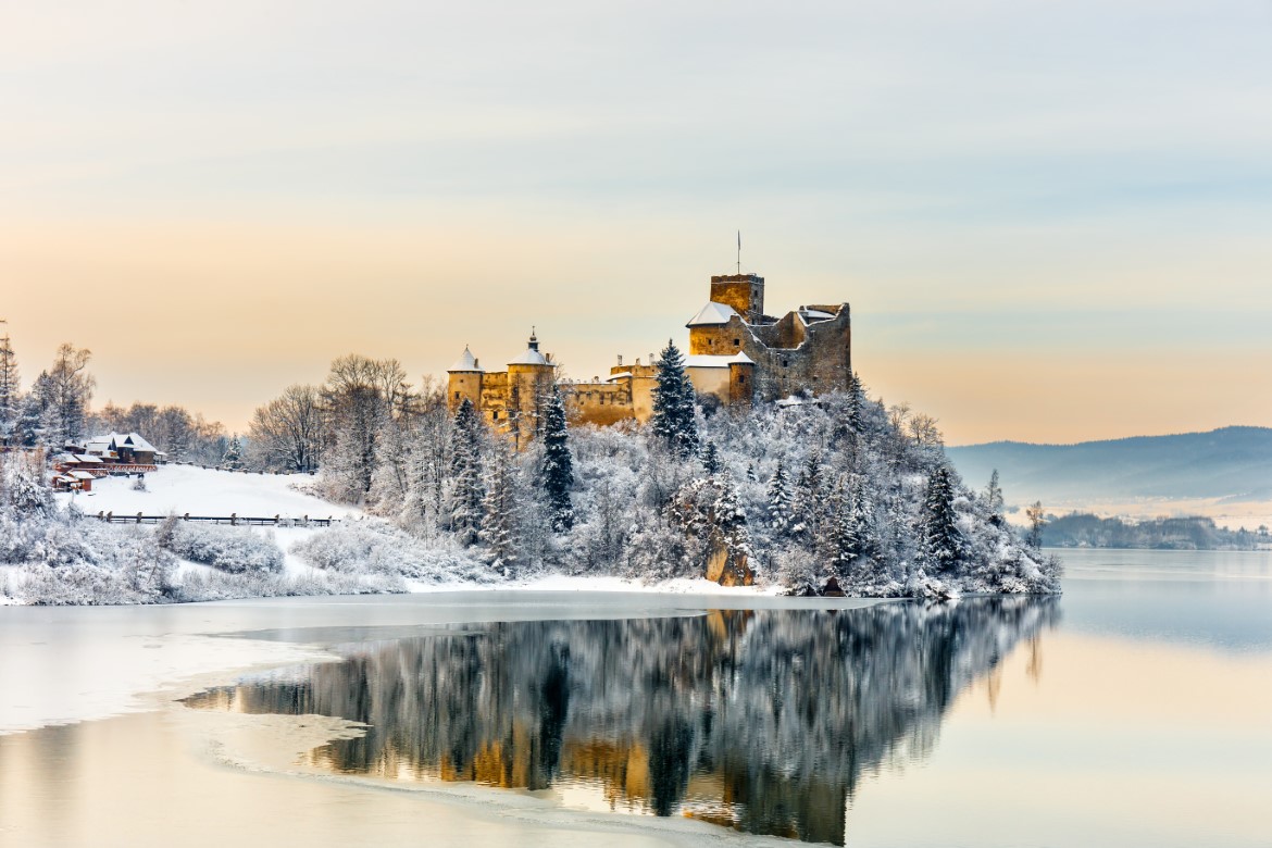 castle covered in snow