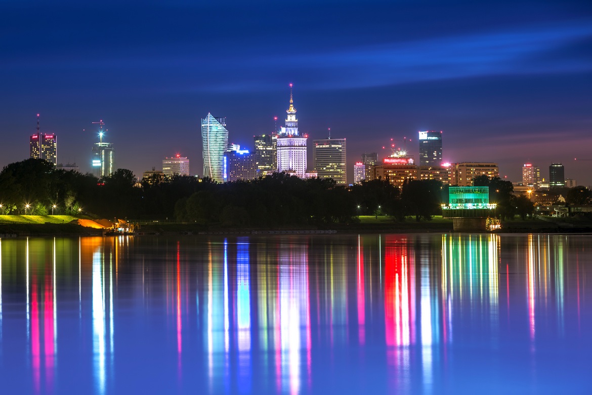 Варшава ночью на Висле