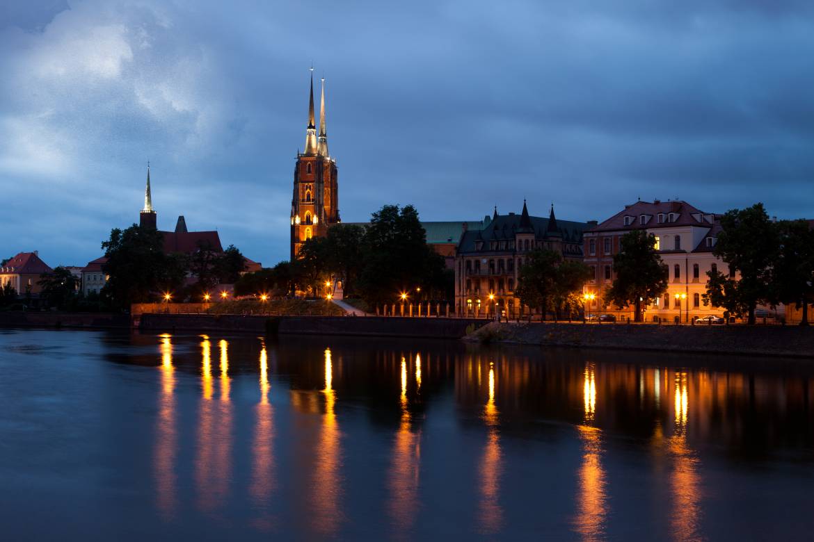Ostrów Tumski på natten